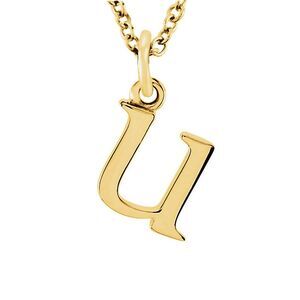 The Abbey Lower Case Initial 'u' Necklace in 14k Yellow Gold, 16 Inch
